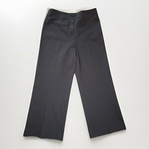 LOFT Gray High Waist Wide Leg Cropped Button Fly Trouser Ponte Pants‎ Size 6